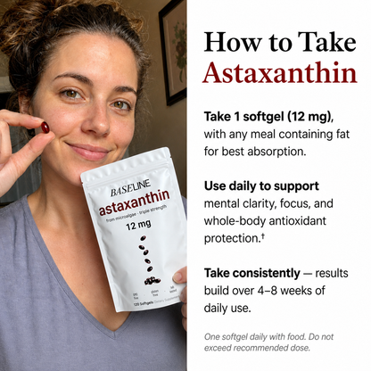 BASELINE Astaxanthin 12mg: Daily Antioxidant for Focus & Healthy Brain Aging