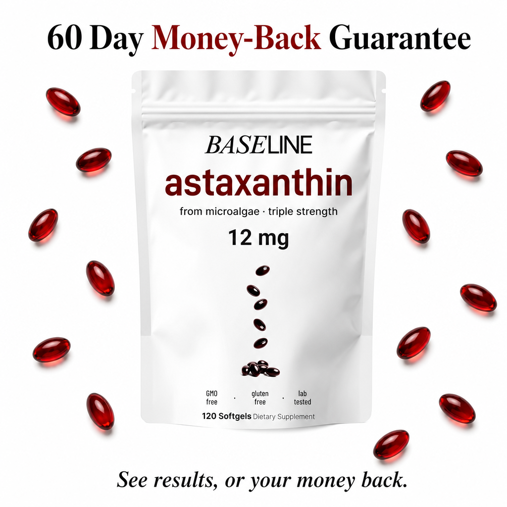 BASELINE Astaxanthin 12mg: Daily Antioxidant for Focus & Healthy Brain Aging